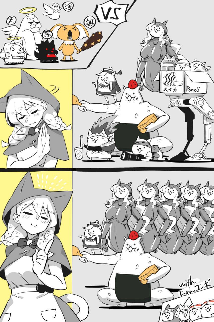 1girl, angel_gabriel_(nyanko_daisensou), angel_gonzales_(nyanko_daisensou), angel_wings, bandana, bird, black_bow, black_bowtie