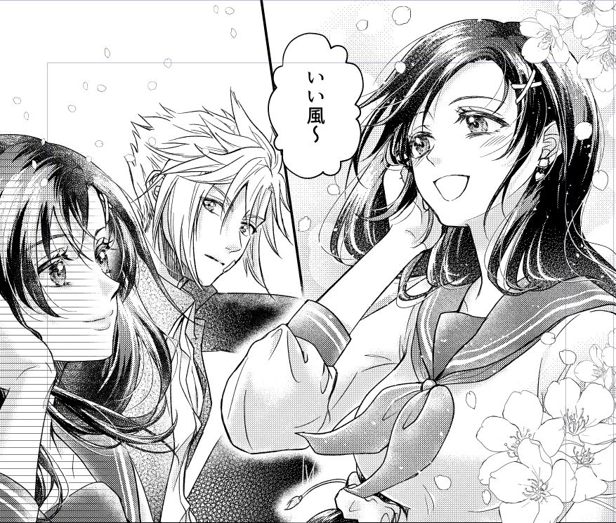 1boy, 1girl, adjusting_hair, bandaid, bandaid_on_cheek, bandaid_on_face, black_hair, blush