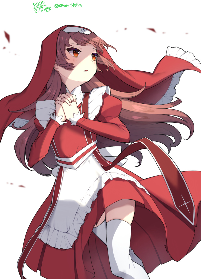 1girl, apron, frilled_veil, highres, long_hair, mahou_shoujo_madoka_magica, mahou_shoujo_madoka_magica_(anime), maid