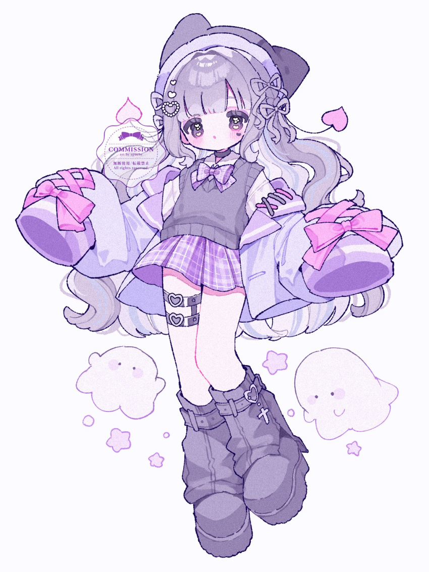 1girl, artist_name, black_boots, black_choker, black_hat, blunt_bangs, blush, boots
