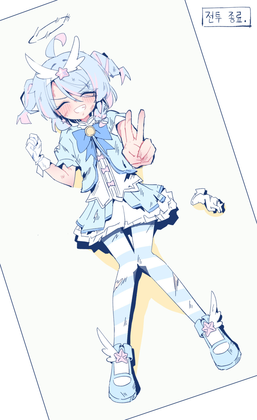 1girl, absurdres, adapted_costume, arona_(blue_archive), blue_archive, blue_hair, chokkon, commentary