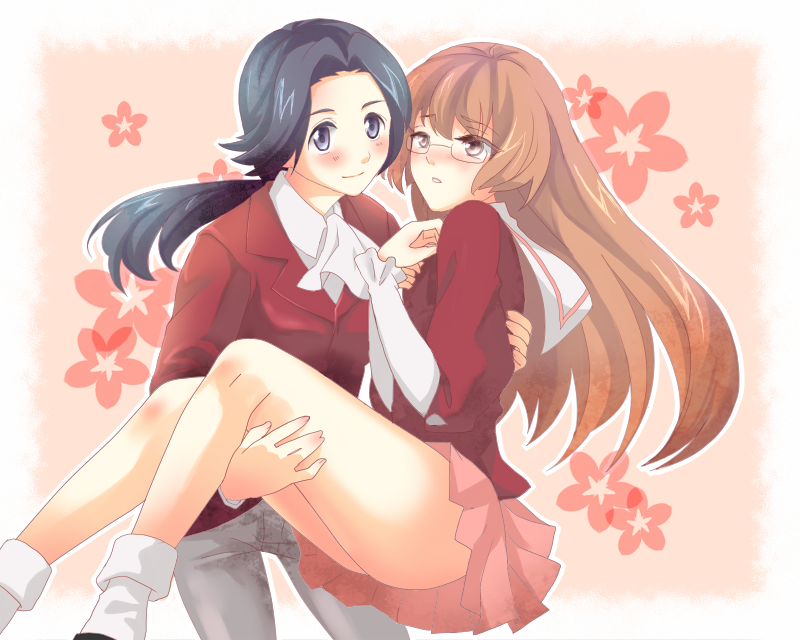 androgynous, blush, carrying, crossdressinging, glasses, goido_yui, goidou_yui, kami_nomi_zo_shiru_sekai