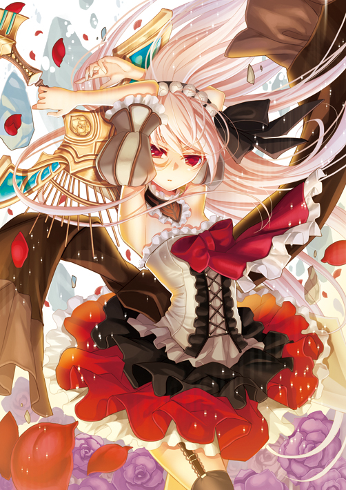 bow, corset, dress, frills, garter_belt, hair_bow, long_hair, original
