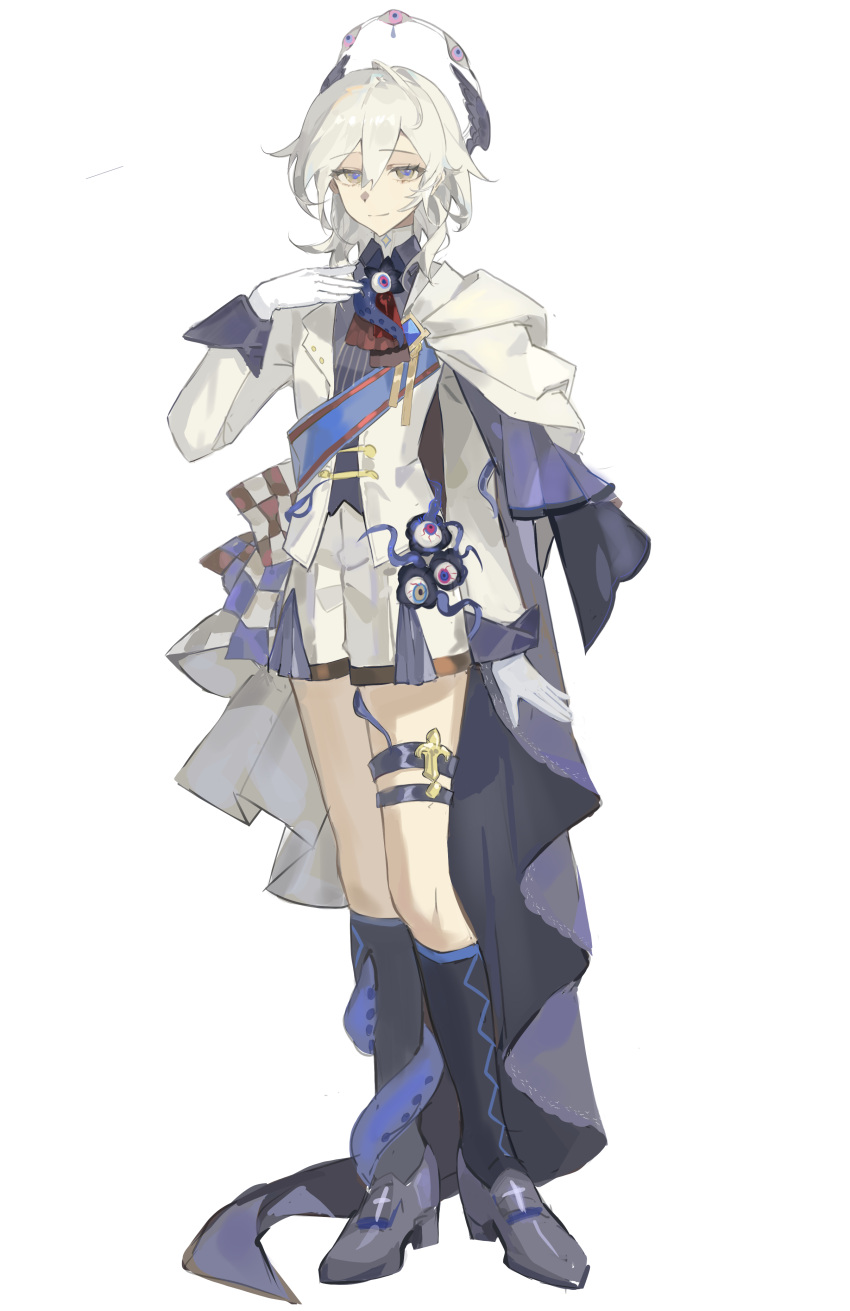 1girl, absurdres, black_shoes, black_socks, brown_eyes, closed_mouth, double-parted_bangs, full_body