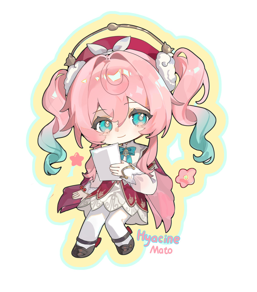 1girl, absurdres, brown_shoes, character_name, chibi, chibi_only, closed_mouth, double-parted_bangs