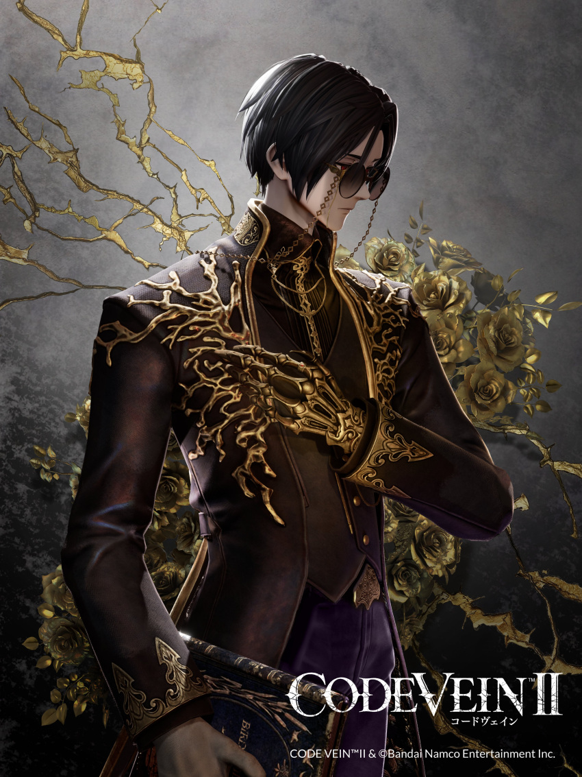 1boy, 3d, absurdres, black_hair, character_request, code_vein, code_vein_ii, commentary_request