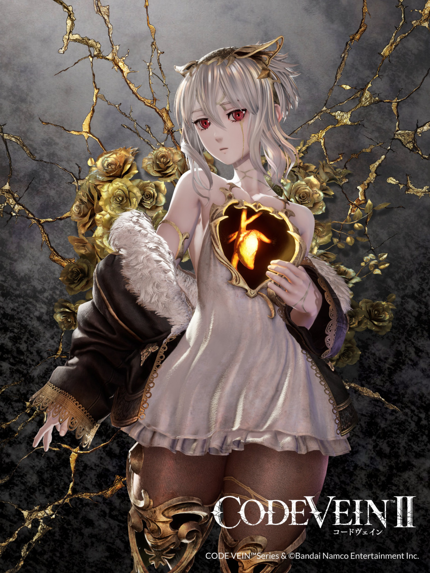 1girl, 3d, absurdres, bare_shoulders, code_vein, code_vein_ii, commentary_request, dress