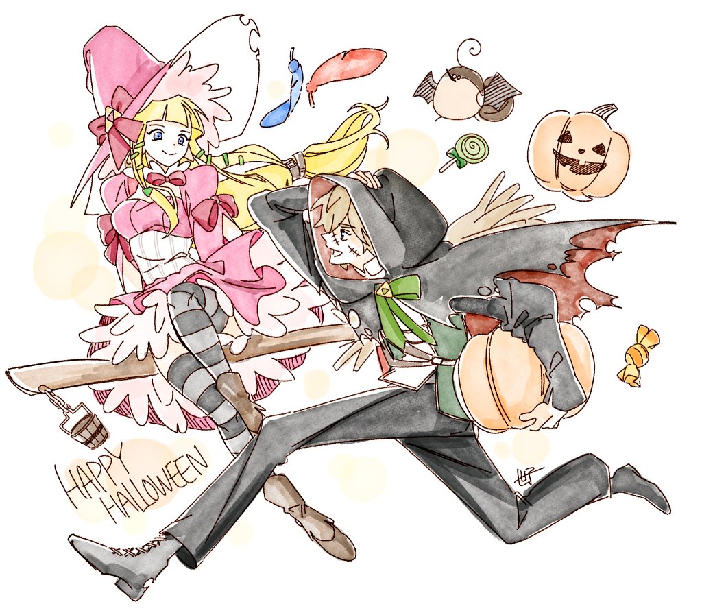 1boy, 1girl, black_boots, black_cloak, black_pants, blonde_hair, blue_eyes, blunt_bangs