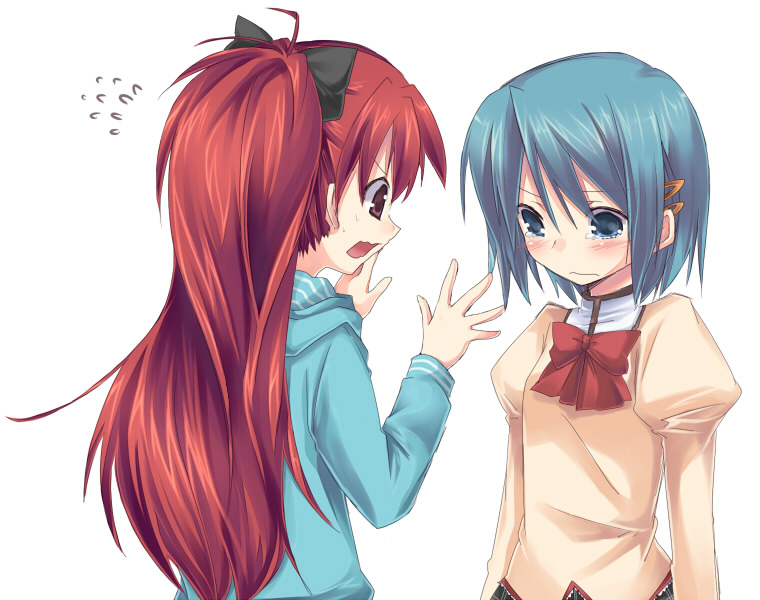 blue_eyes, blue_hair, blush, brown_eyes, jun_(soratomoe), long_hair, mahou_shoujo_madoka_magica, miki_sayaka