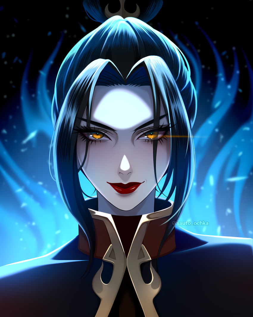 1girl, absurdres, avatar:_the_last_airbender, avatar_legends, azula, brown_eyes, brown_hair, eyelashes
