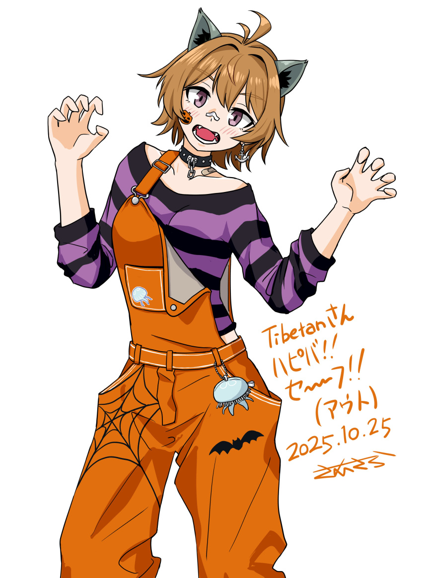 1girl, absurdres, animal_ears, animal_print, antenna_hair, bat_print, commentary_request, contrapposto