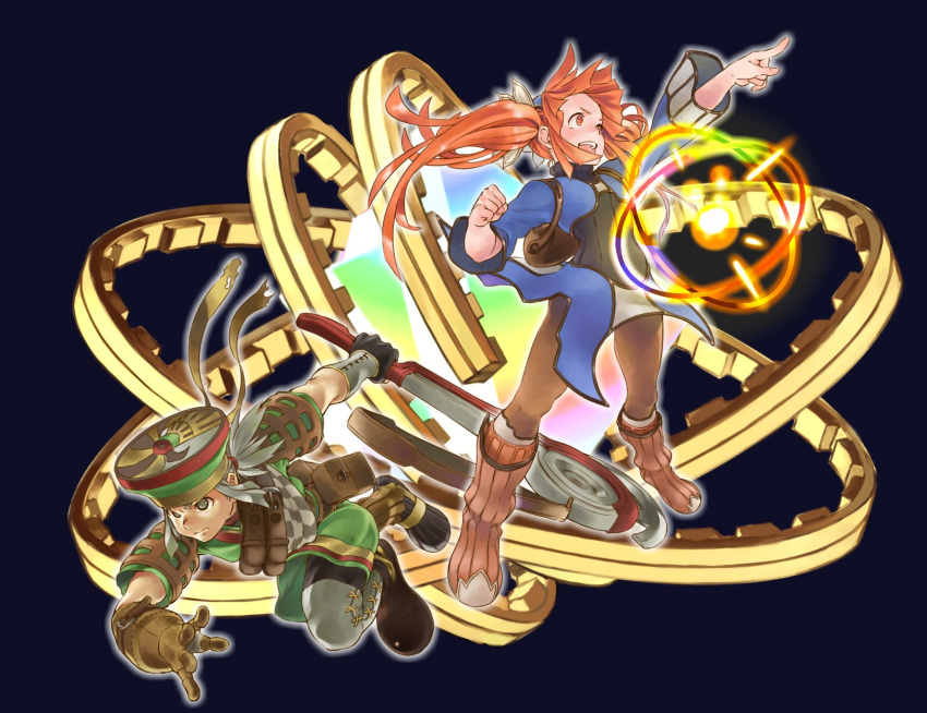 bag, belt, boots, brown_legwear, chakram, clenched_hand, dewprism, fist