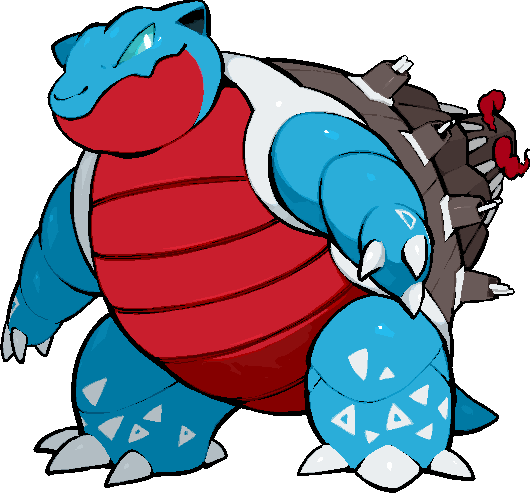 aqua_sclera, blastoise, claws, closed_mouth, colored_sclera, commentary_request, dynamax, full_body