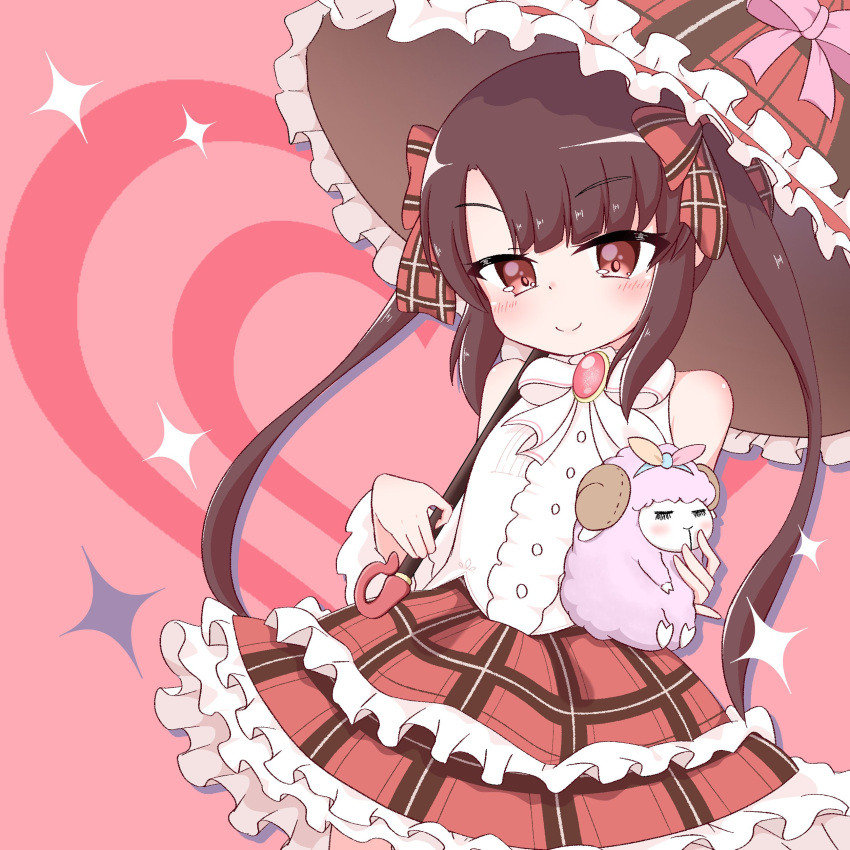 1girl, absurdres, arisugawa_maria_(chunithm), arisugawa_maria_(chunithm)_(cosplay), bare_shoulders, blush, bow, brown_eyes