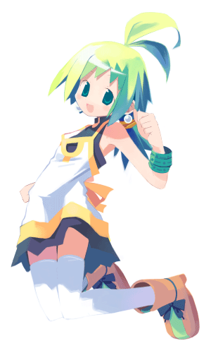 1girl, :d, antenna_hair, apron, archived_source, asami_natsuhito, bare_arms, bare_shoulders