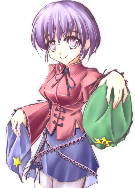 breasts, geung_si, hat, jiangshi, miyako_yoshika, no_ofuda, outstretched_arms, purple_eyes
