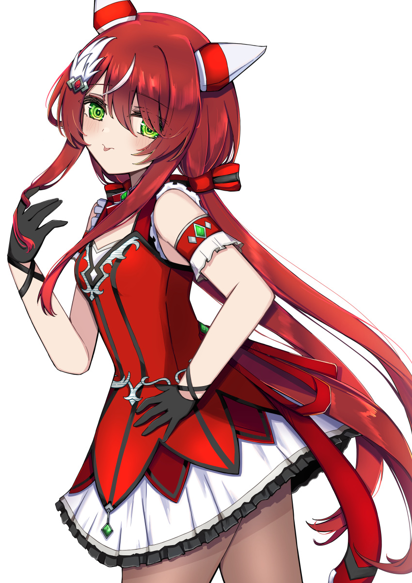 1girl, absurdres, animal_ears, blush, breasts, collarbone, commentary_request, gloves