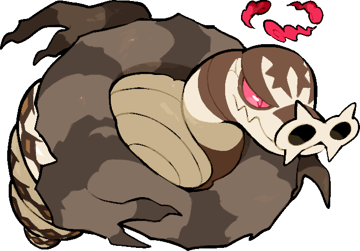 animal_focus, closed_mouth, commentary_request, dynamax, full_body, gigantamax, gigantamax_sandaconda, kawaanago