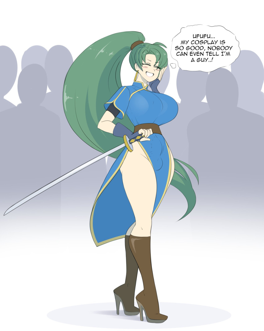 1boy, alternate_breast_size_(larger), breast_padding, breasts, cosplay, crossdressing, crossdressing_(mtf), fire_emblem