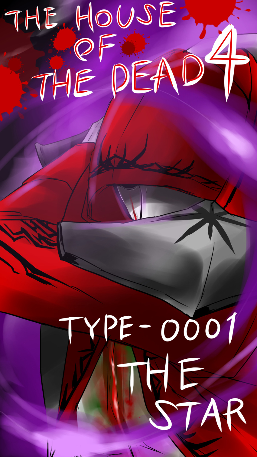 1boy, artist_request, blood, hood, house_of_the_dead, male, mask, pixiv, scar, scar_on_chest, sega, star_(house_of_the_dead), trench_coat