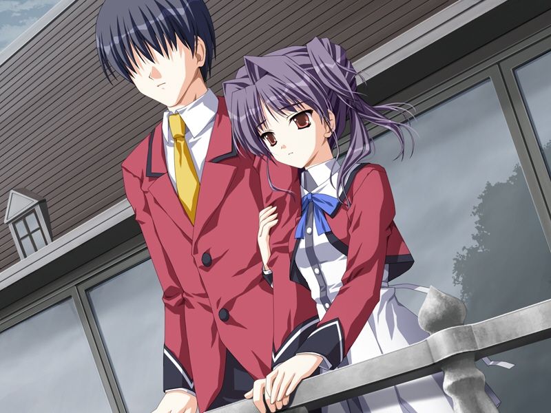 1boy, 1girl, clenched_hand, closed_mouth, clouds, cloudy_sky, crossed_arms, doko_e_iku_no_ano_hi