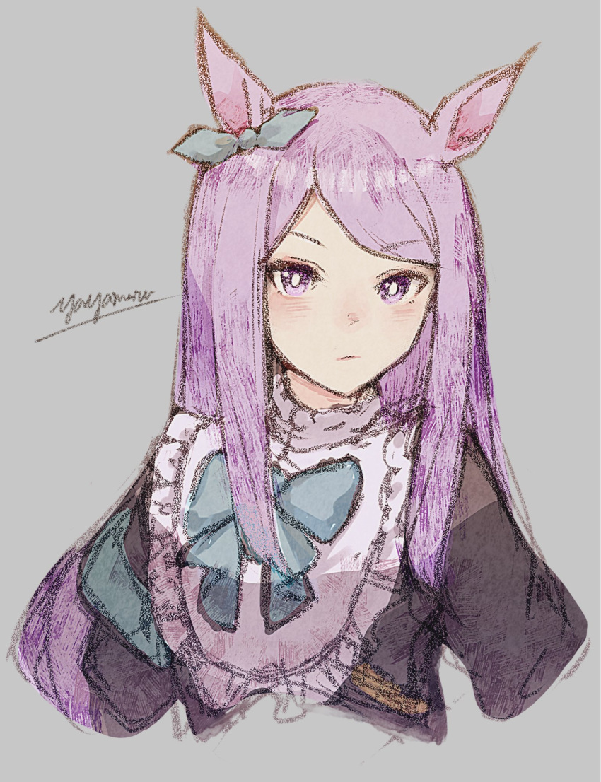 1girl, animal_ears, aqua_bow, blush, bow, ear_bow, ear_ribbon, frilled_jacket