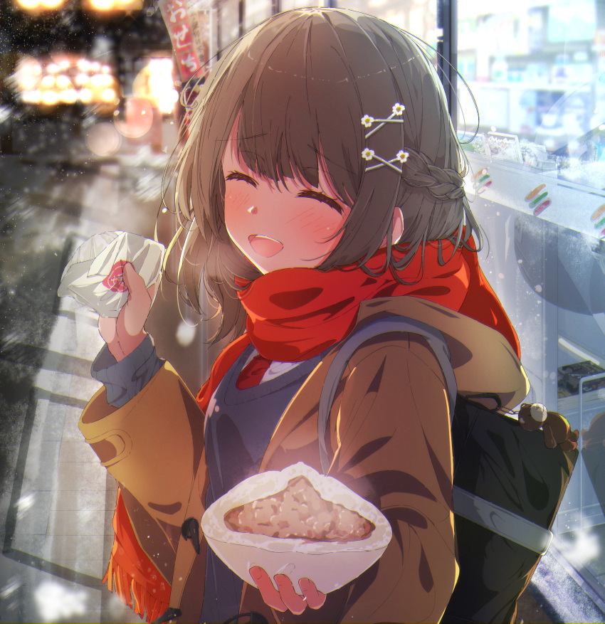 1girl, absurdres, animal_charm, backpack, bag, black_bag, black_hair, blush
