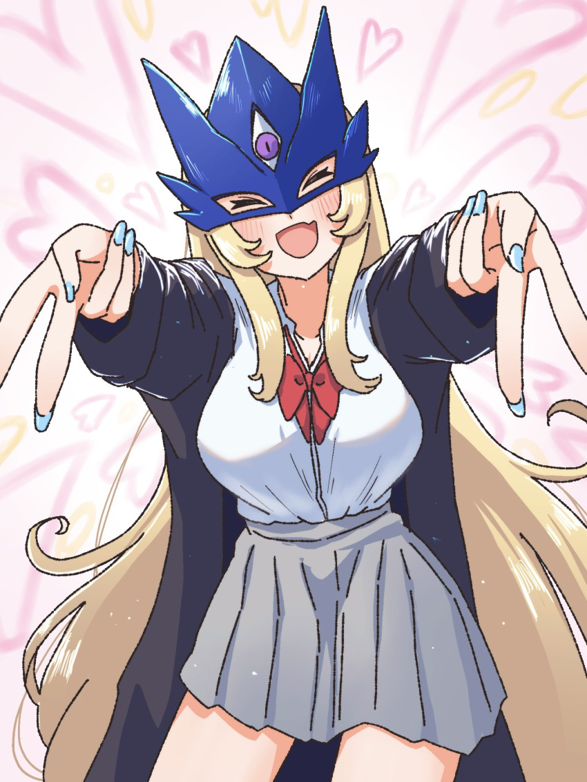 1girl, alternate_costume, beelstarmon, blonde_hair, blush, bow, bowtie, breasts