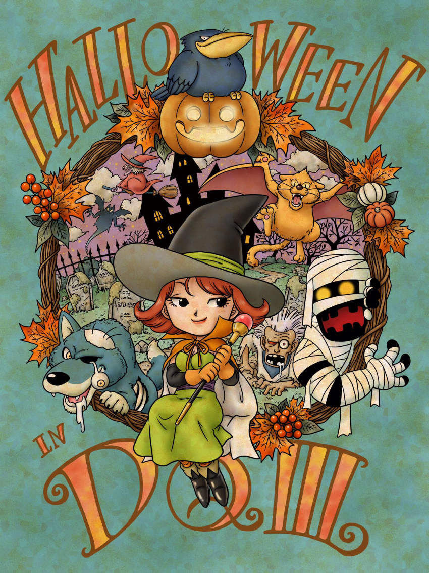 1girl, black_boots, black_eyes, black_hat, boots, cape, chibi, commentary_request