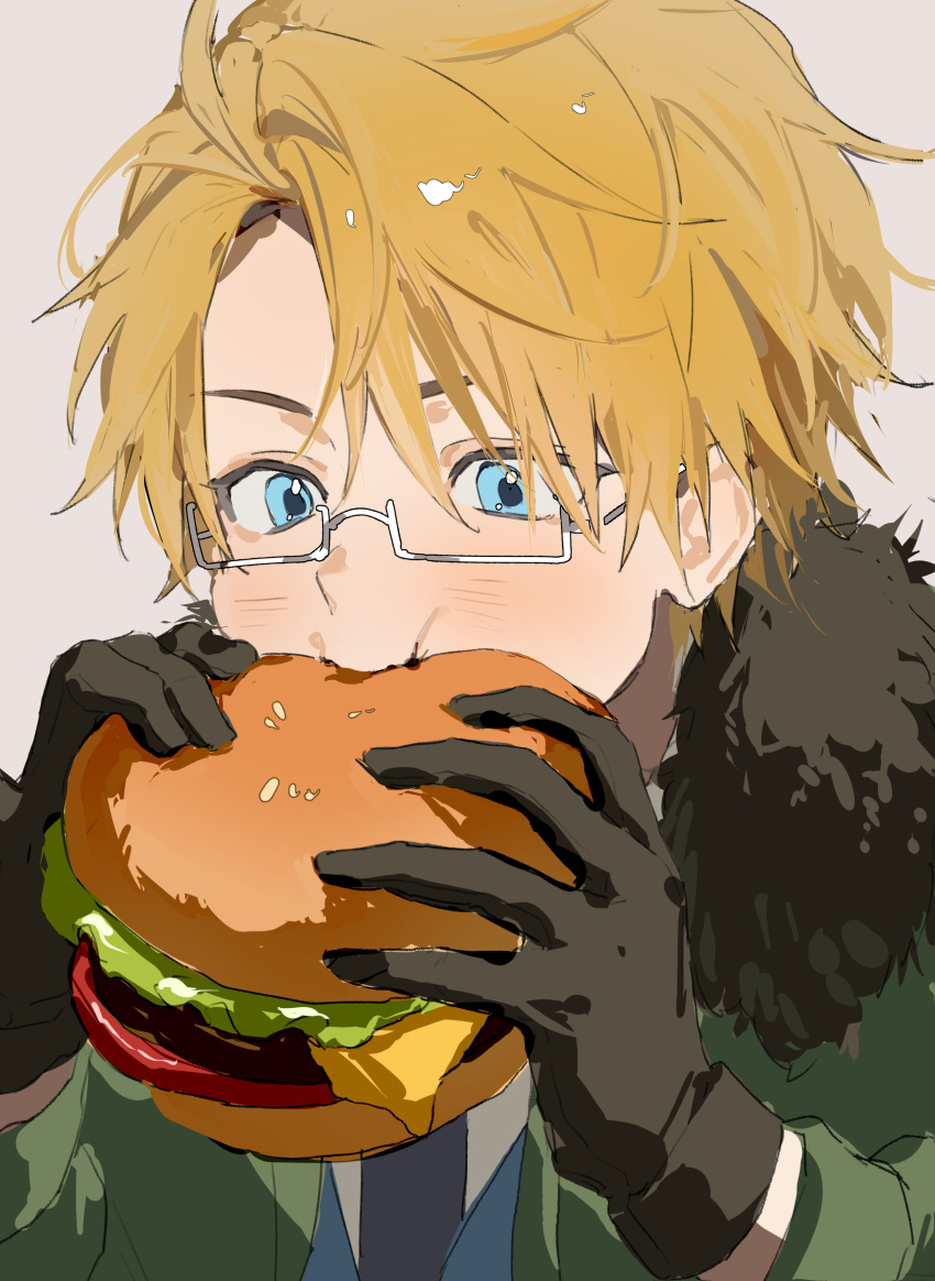 1boy, 333takoyaki, absurdres, america_(hetalia), axis_powers_hetalia, black_fur, black_gloves, blonde_hair