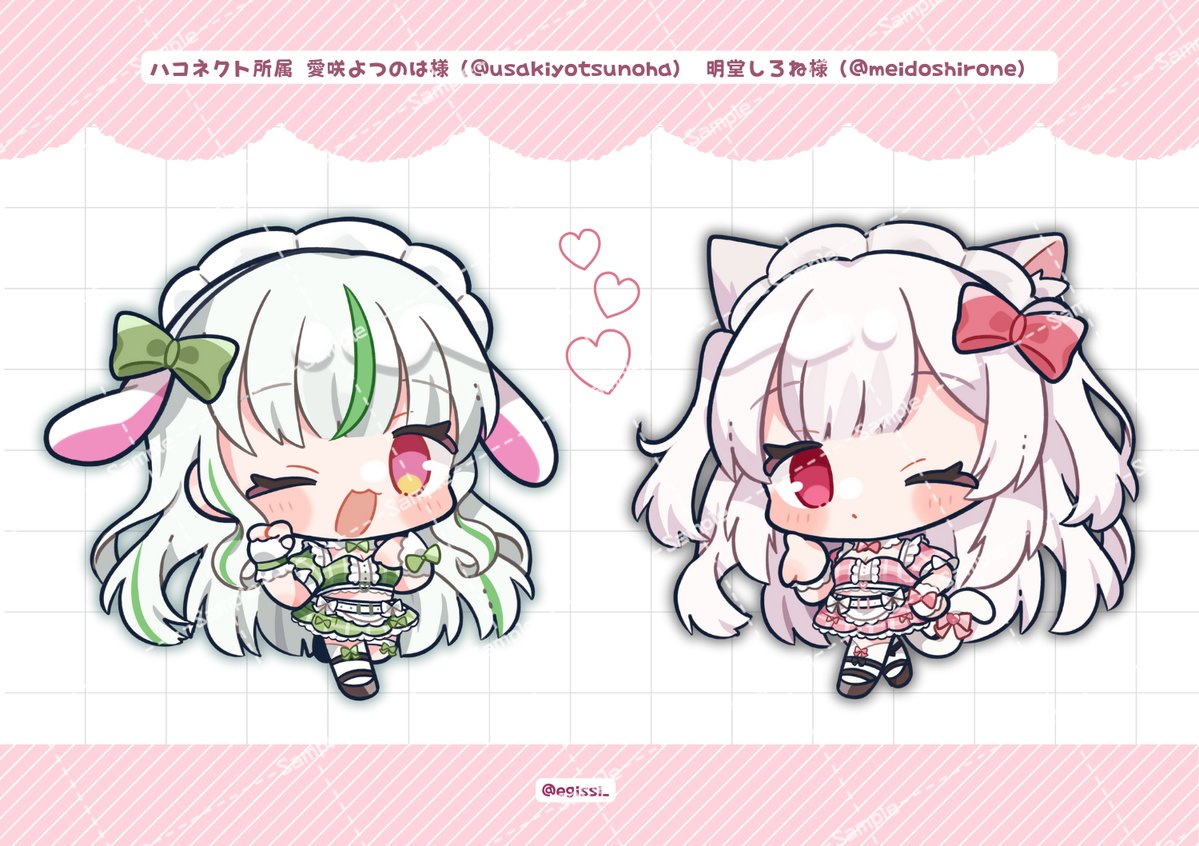 2girls, ;3, ;d, animal_ear_fluff, animal_ears, black_shoes, blunt_bangs, blush_stickers