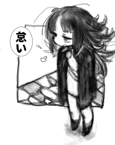 1girl, bags_under_eyes, boots, bored, brooch, cape, dress, full_body
