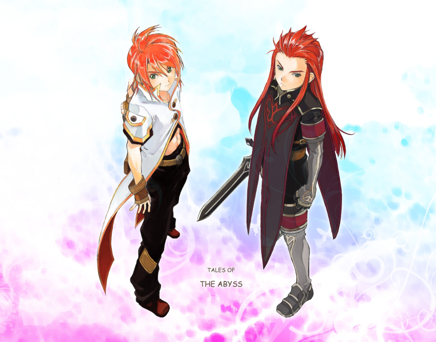 asch, fingerless_gloves, gloves, green_eyes, long_hair, luke_fon_fabre, male, multiple_boys