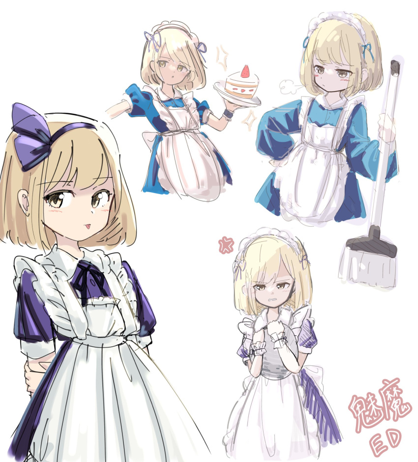 alice_margatroid, alice_margatroid_(pc-98), alternate_costume, anger_vein, apron, blonde_hair, blue_dress, blue_eyes