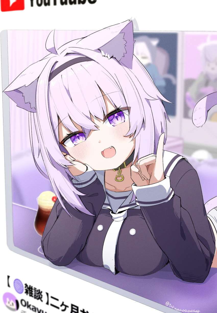 1girl, :d, absurdres, ahoge, animal_ear_fluff, animal_ears, black_choker, black_hairband
