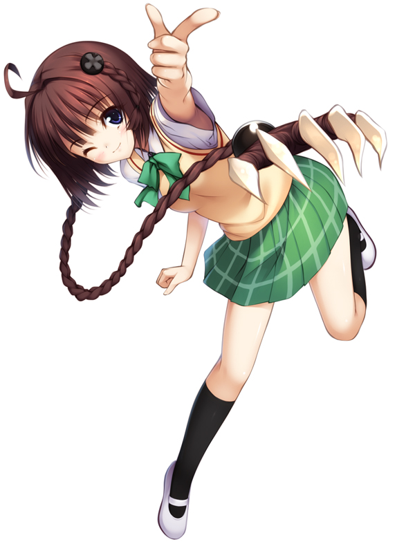 braid, brown_hair, claws, kurosaki_mea, long_hair, orange_(satsurikukuma), ponytail, prehensile_hair
