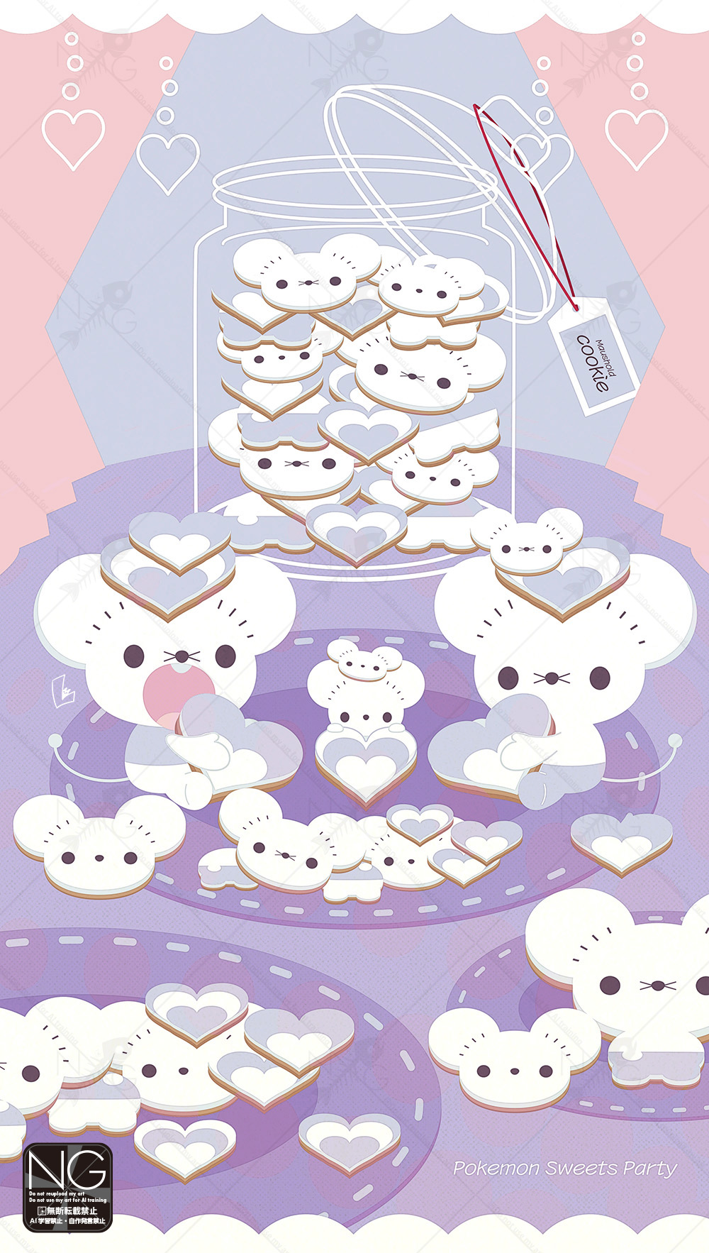 animal_focus, black_eyes, buck_teeth, closed_mouth, cookie_jar, cookie_tin_(object), heart, highres