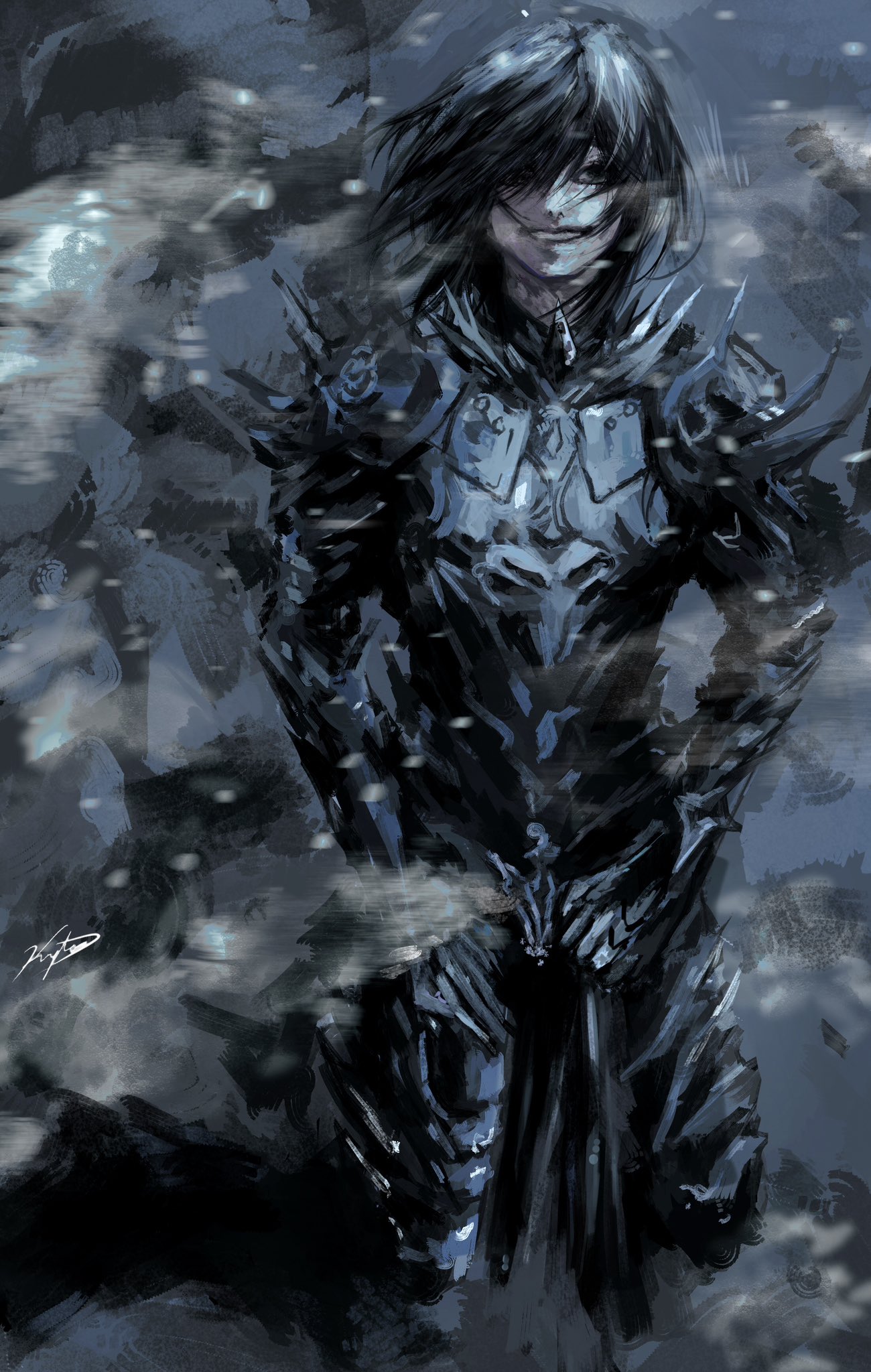 1boy, :d, armor, black_eyes, black_hair, character_request, check_character, commentary