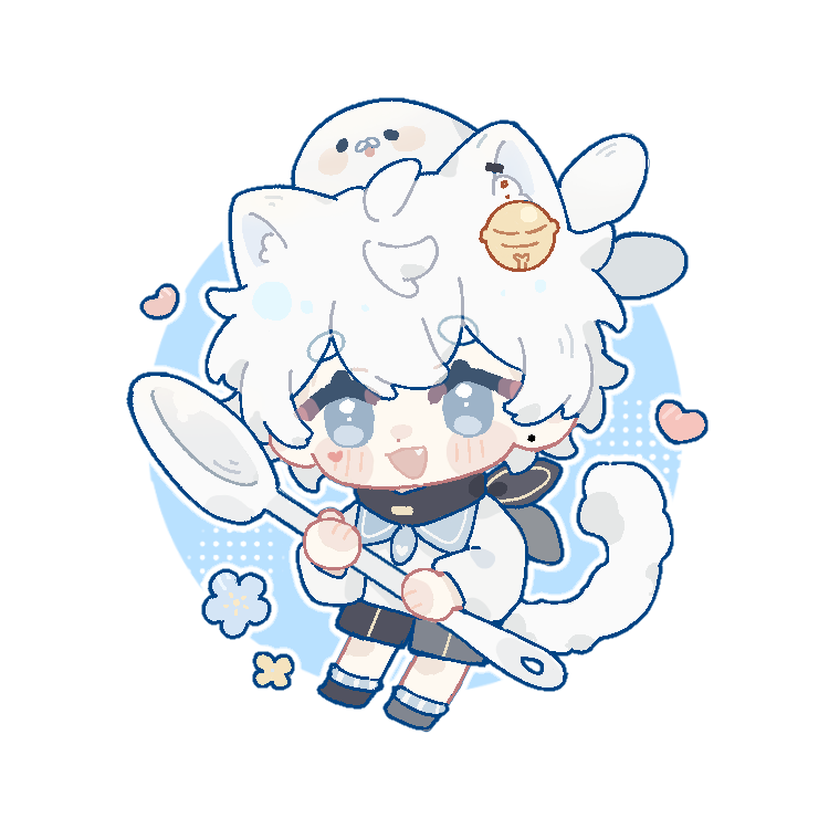 1boy, :d, animal_ear_fluff, animal_ears, bai_li_xuan, bell, black_neckerchief, black_shorts