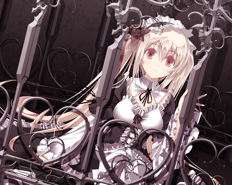 blonde_hair, dress, flower, frills, gothic, gothic_lolita, hair_flower, hair_ornament