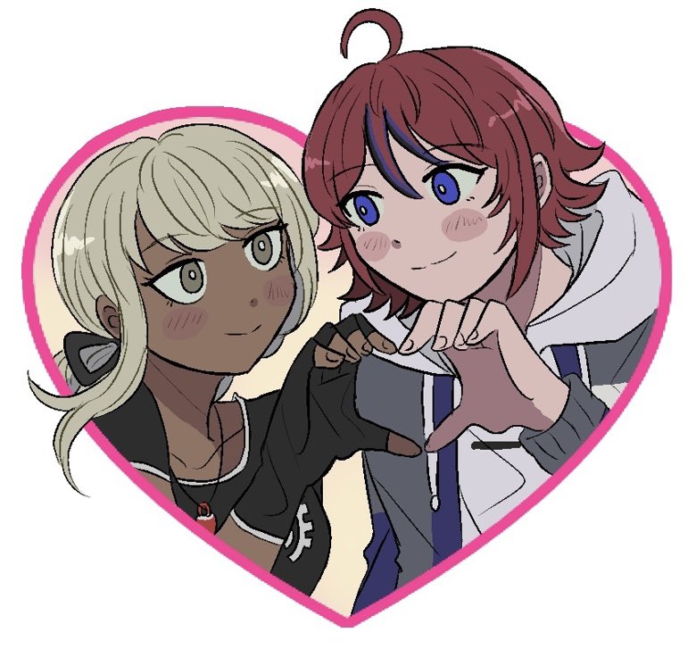 1boy, 1girl, black_gloves, black_hair, blush_stickers, commentary, commission, couple