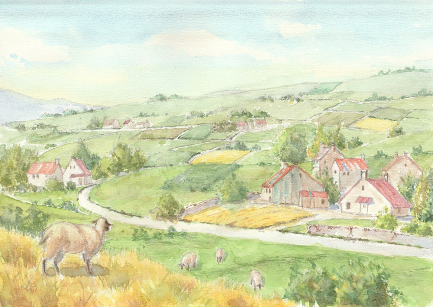 animal, building, commentary_request, day, field, house, landscape, no_humans