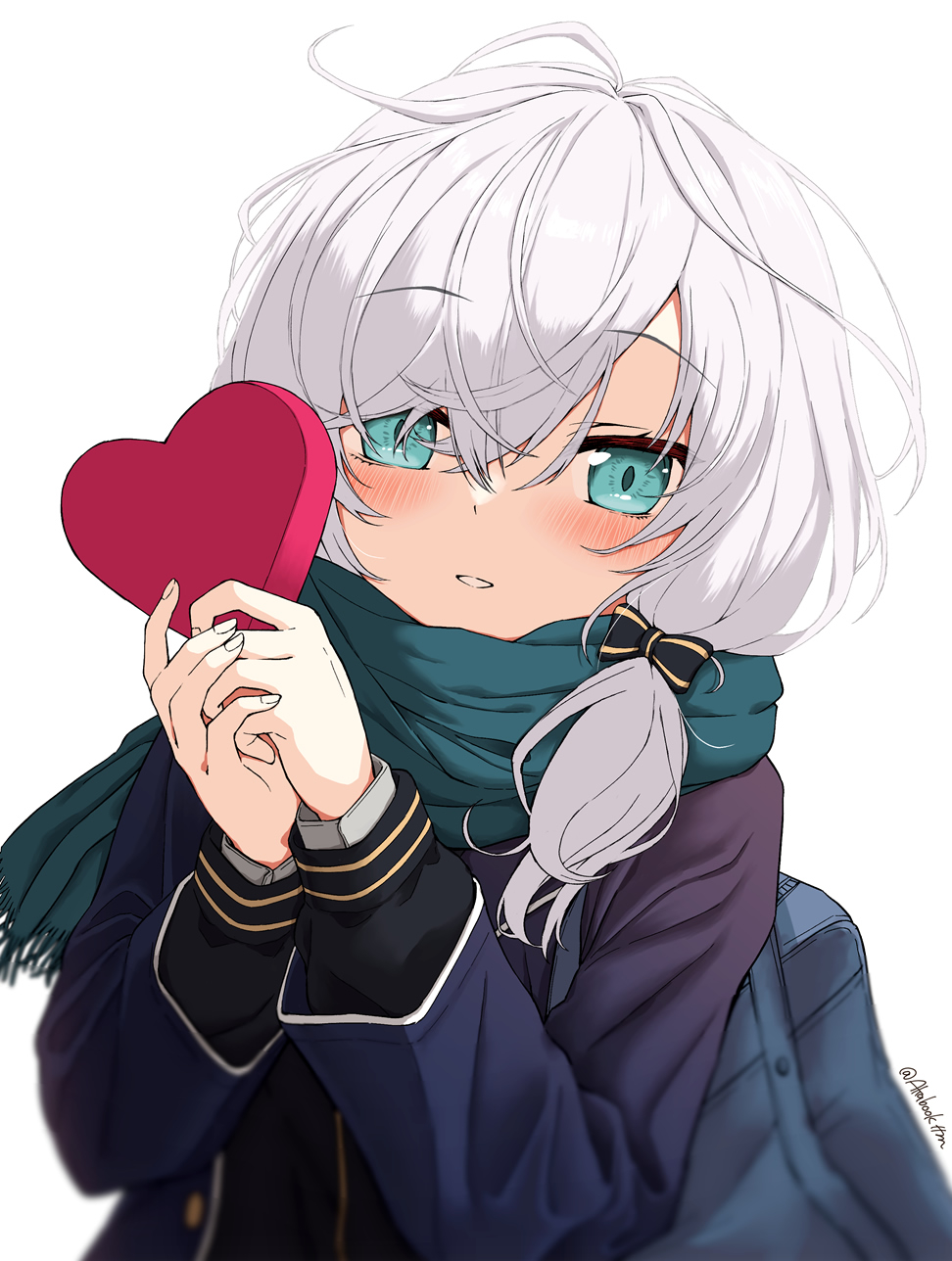 1girl, ars_almal, ars_almal_(4th_costume), bag, blazer, blue_eyes, blue_jacket, blush