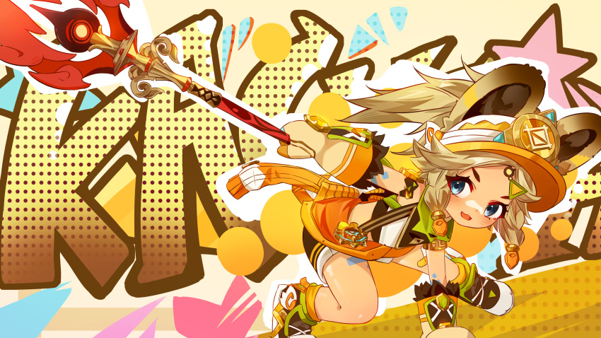 absurdres, animal_ears, blonde_hair, blue_eyes, braid, chinchilla_ears, chinchilla_girl, chinchilla_tail