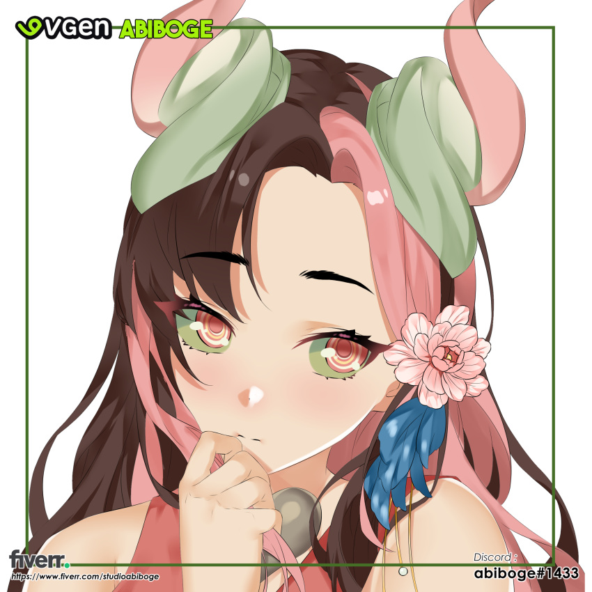 1girl, abiboge, absurdres, artist_name, brown_hair, colored_sclera, commentary, commission
