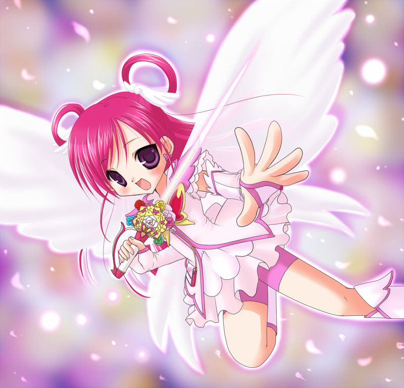 angel_wings, bike_shorts, boots, butterfly, cure_dream, cure_fleuret, dress, energy_sword