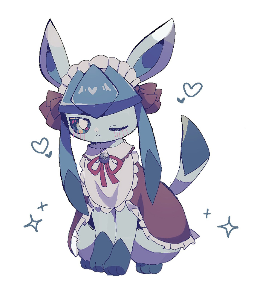 212mettyasuki, animal_focus, blue_eyes, closed_mouth, clothed_pokemon, commentary_request, glaceon, glaceon_(tea_party)