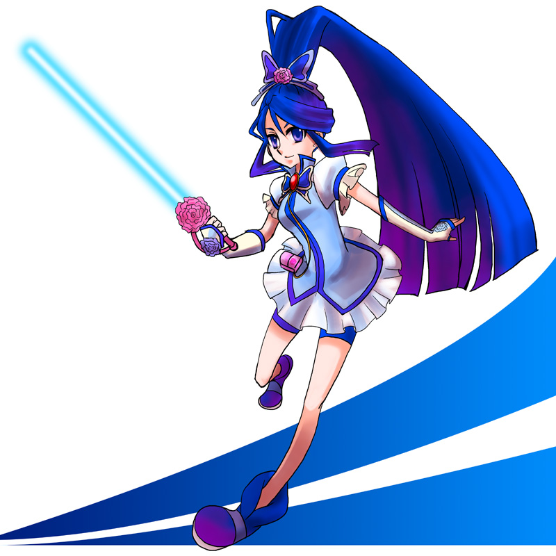 bike_shorts, blue_eyes, blue_hair, brooch, butterfly, cure_aqua, dress, energy_sword