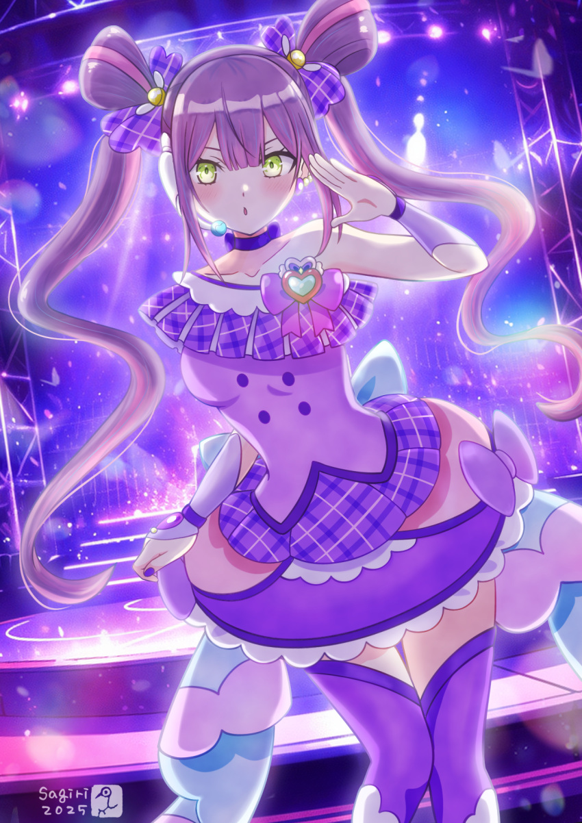 1girl, artist_logo, asukamama89, back_bow, blue_bow, blush, bow, bow_choker