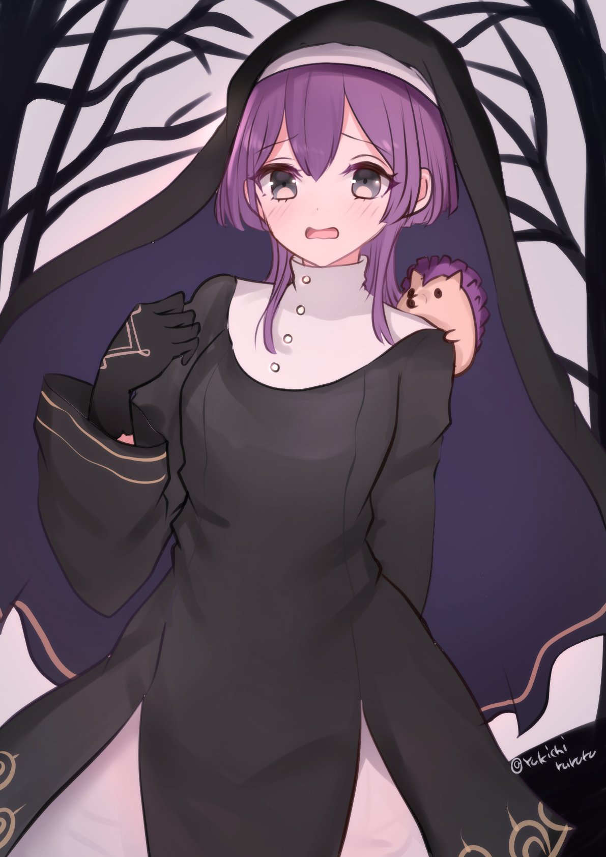1girl, alternate_costume, bernadetta_von_varley, bernadetta_von_varley_(timeskip), black_dress, black_gloves, dress, fire_emblem